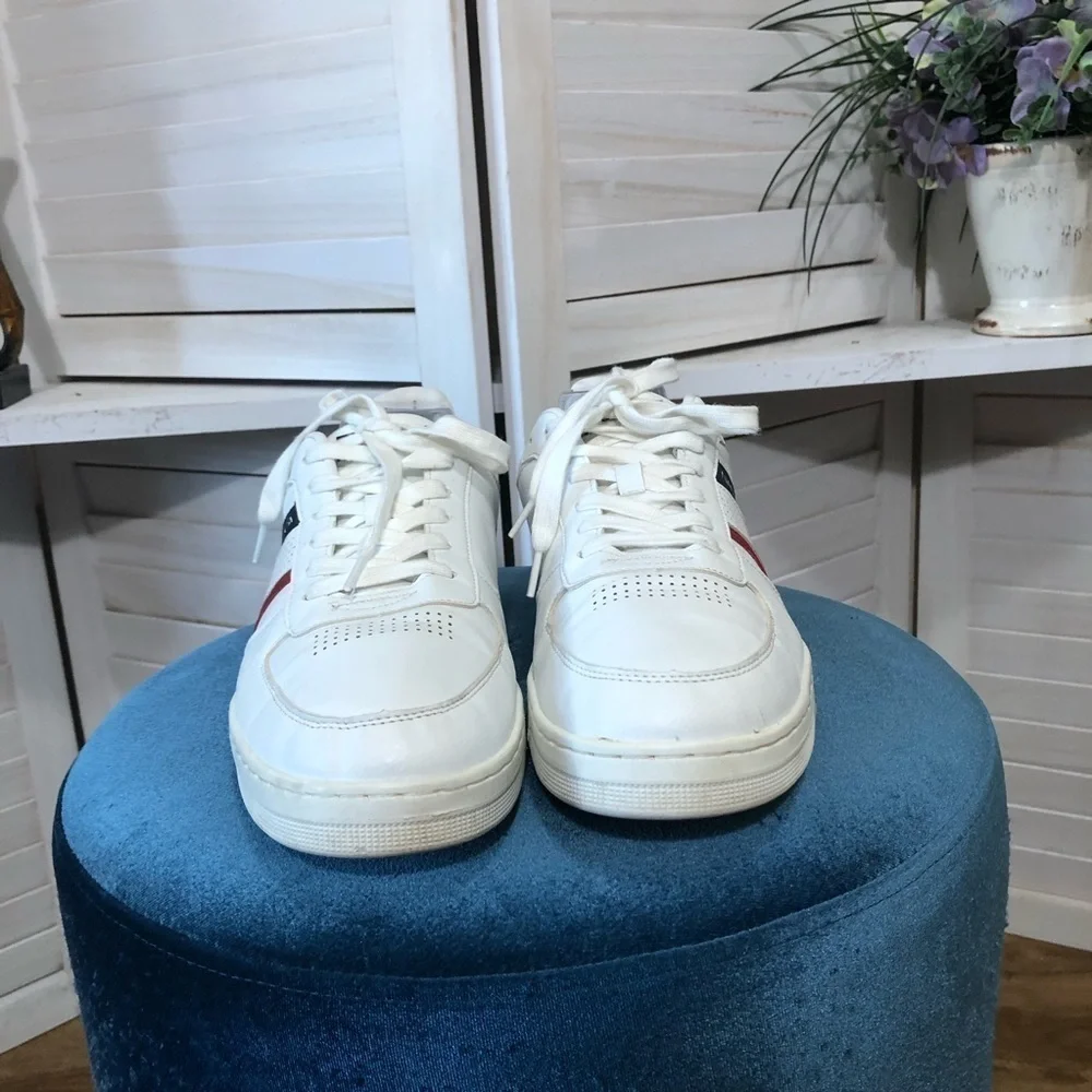 Nautica Red Navy White Vegan Leather Sneakers Size 11